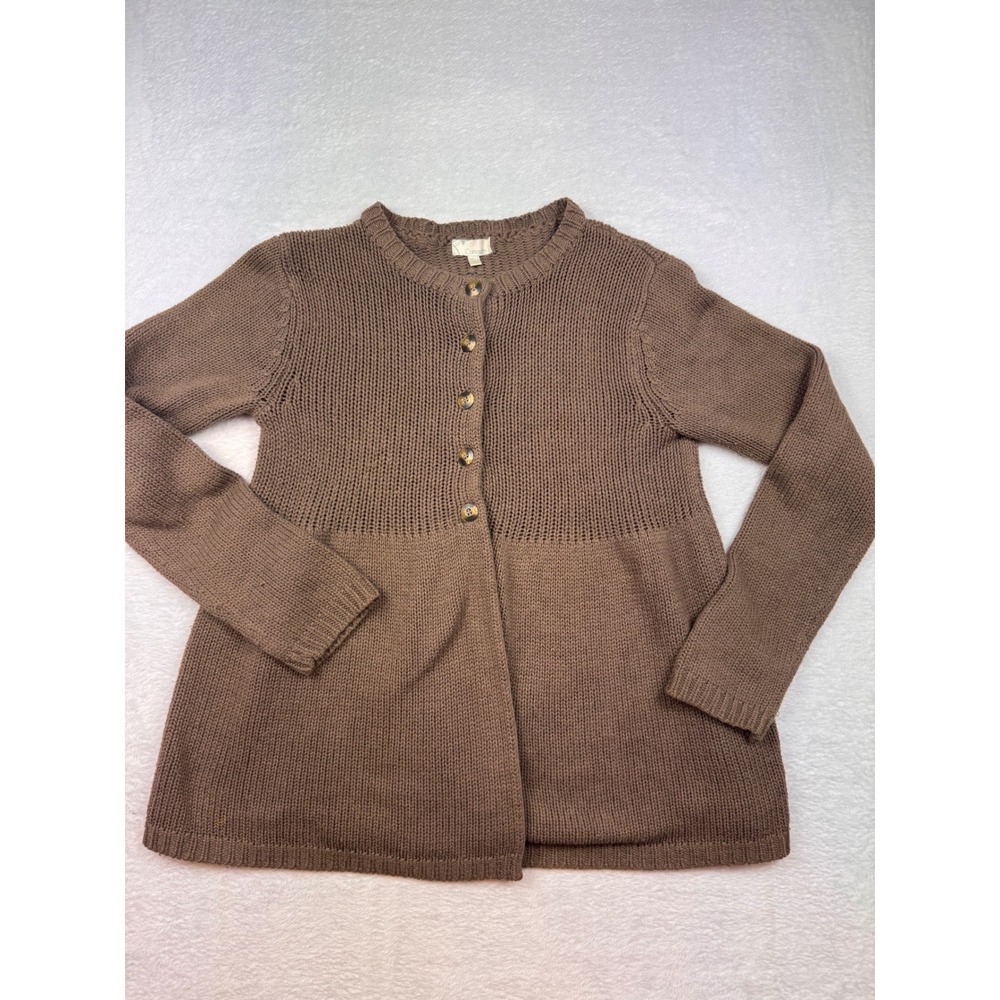 Currants Womens Brown Mixed Knit Button Front Cardigan Sweater Size L RN 33364